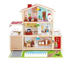 Hape E3405 - Puppen-Villa, Puppenhaus mit Zubehör, aus Holz