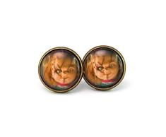 Stechschmuck Ohrstecker Handmade Halloween Chucky Puppe Horror Gruselig Bronze Antik Damen Kinder Kitsch Kawaii 14mm 1 Paar