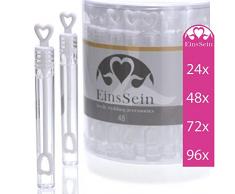 EinsSein 24x Seifenblasen Hochzeit Herzgläschen Box Weiss Wedding Bubbles gefüllt Vintage hochzeitsdeko Herz gastgeschenk tischdeko hochzeitsseifenblasen Candy bar luftblasen deko Flüssigkeit