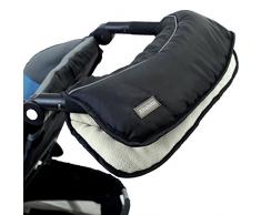 Handwärmer / Handmuff (Mit kuschelweichen FLEECE) für Kinderwagen / Buggy / Sportwagen (SCHWARZ / WEIß)