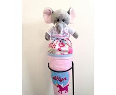 Kinderlampenland personalisierter Elefant Kuscheltier für die Zuckertüte Schultüte mit Wunschname zur Einschulung Glücksbringer