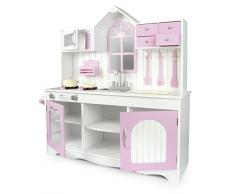 Leomark Royal Rosa Holzküche Big Vintage Große Retro Küche aus Holz Kinderküche Spielküche Zubehör Kitchen Kinderspielküche Küchenspielzeug Spielzeug Küche aus Holz 105x30x108