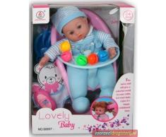 Lovely Baby Kinder Baby-Puppe Funktions-Puppe mit viel Zubehör in der Farbe blau Größe 30 cm