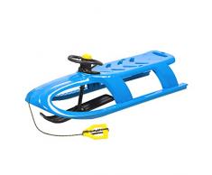 Prosperplast 2-Sitzer Bullet Control Kinderschlitten mit Lenkung Schlitten Kunststoff Lenkbar Zugseil (Blau)