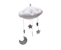 YeahiBaby Baby Mobile Bett Mobile Weiße Wolken Silber Mond Sterne Decke Hängen Kinderzimmer Dekoration