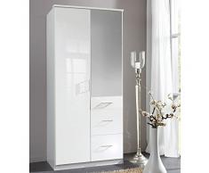 lifestyle4living Kleiderschrank, Drehtürenschrank, Drehtürenkleiderschrank, Schrank, Wäscheschrank, Alpinweiß, weiß, Hochglanz, 2-TRG, Spiegeltür, Spiegel