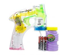 Trendario 4 x LED Seifenblasenpistole inkl. Seifenblasenflüssigkeit und Batterien Gechenkidee Seifenblasenmachiene Kinder Geburtstag Hochzeit Kindergeburtstag Seifenblasen