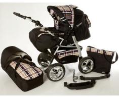 Chilly Kids iCaddy Kombikinderwagen (Regenschutz, Moskitonetz, Getränketablett, Wickelunterlage) 13 Schwarz & Beige Karo
