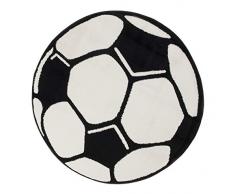 Tapiso Kinder Teppich Kurzflor Kinderzimmer Kinderteppich Fußball Motiv Schwarz Weiß Rund Spielteppich Jugendzimmer ÖKOTEX 100 x 100 cm