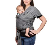 Babytragetuch, Elastisches Tragetuch Baby Baumwolle Sling Tragetuch für Neugeborene Kleinkinder Kinder Baby Wrap Carrier Anleitung, Dunkelgrau