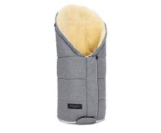 Lammfell Kinderwagen-Fußsack TULAVARIO von WERNER CHRIST BABY – Buggy Lammfellfußsack aus medizinischem Fell, als Krabbelmatte, Spieldecke verwendbar, in grigio (grau meliert)