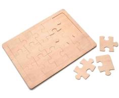 GLOREX Puzzle zum Bemalen, 15-teilig, Holz, Natur, 32 x 20 x 0,5 cm