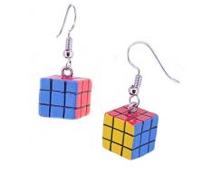 budawi® - Zauberwürfel Ohrringe mit Würfel, Ohrring Paar Würfelschmuck - Fasching