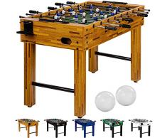 Maxstore Tischfussball „Glasgow“, 5 Dekore: Holz/Schwarz/Blau/Soccer/Weiß, inkl. 2 Bälle, 2 Getränkehalter, höhenverstellbare Füße, hochgezogene Spielfeldecken, Tischkicker, Kicker, Kickertisch