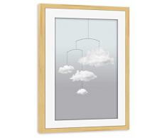 artboxONE Poster mit Rahmen Kiefer 45x30 cm Wolkenmobile von Amy&Kurt - gerahmtes Poster
