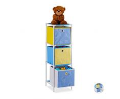 Relaxdays Kinderregal, 3 Boxen, Jungen & Mädchen, Dino-Design, Regal Kinderzimmer, Spielzeug, HBT 89x27,5x30 cm, bunt