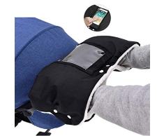 Kinderwagen Handschuhe,Kinderwagen Handwärmer,Fleece Innenseite Handmuff mit Handytasche,Wasserfest und Windabweisend Kinderwagen Handschuhe Universalgröße,für Kinderwagen Buggy(Schwarz)