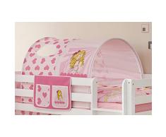 Jugendmöbel24.de Tunnel + Bett-Tasche 100% Baumwolle Stofftasche Baldachin Dach Bettdach Himmel für Hochbett Spielbett Etagenbett Kinderbett Kinderzimmer pink