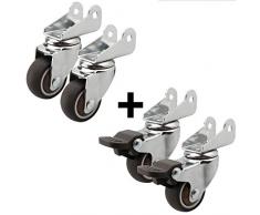 castors 1,5 Zoll Gummirollen Lenkrollen 2 Zoll Stille MöBelrollen 4 StüCk Universal-Schwenken Bremse Zum Kleines Sofa Krippe Wagen Blumenstand Schemel
