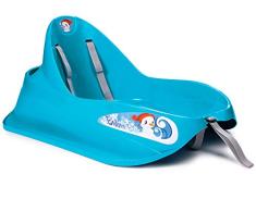 Ondis24 Schlitten Bob für Kleinkinder blau Rodel mit Sicherheitsgurt Rutscher mit Zuggurt und Staufach, für Kinder bis 3 Jahre
