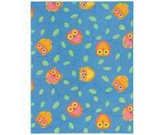 BilligerLuxus Teppich Eulen Kinderteppich Happy Owls Spielteppich 133x170 cm blau