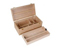 XXL Utensilienkoffer, Malkoffer, Malbox, Pinsel Schatulle Holz