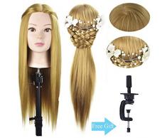 Ba Sha Trainingskopf für Friseure, Mannequin-Kopf, Frisierkopf mit Kunsthaar, inklusive Klemme, 66 - 71,1 cm