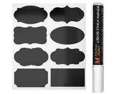 40 Schwarz Tafel-Sticker, Abnehmbare Reusable Vinyl-Sticker, Chalkboard Etiketten Mit flüssige Kreide Marker für Gläser, Lebensmittel, Gewürz, Brille, Büro einfach organisieren (40pcs)