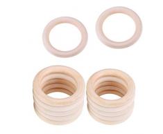 Baby Beißringe Holzringe, 12 Stück Baby Kinderkrankheiten Ring, Natürliche Wood Teether Zahnen Ringe für Babys Kinderpflege, 50mm, 70mm