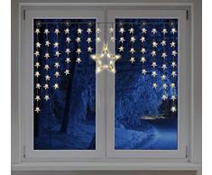 LED Sternenvorhang 140x95 cm - 90 LED warmweiß - Fenster Deko Stern Lichterkette Lichtervorhang