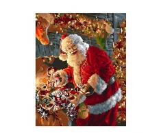Xyywqybg Malen Nach Zahlen Kit, Diy Ölgemälde Zeichnung Weihnachtsmann Leinwand Mit Pinsel Dekor Dekorationen Geschenke-50X65Cm, Frameless