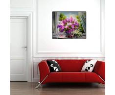 ECMQS DIY Malen Nach Zahlen Für Erwachsene Kinder - Violett Blume 40x50cm Leinen Segeltuch - DIY ölgemälde ölfarben Weihnachten Geschenke (ohne Rahmen)