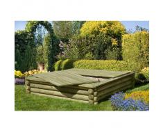 Sandkasten 180x180 cm aus Rundholz Ø 10 cm mit Deckel aus Holz von Gartenpirat®