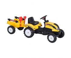 HOMCOM Tretauto Traktor Trettraktor mit Anhänger ab 3 Jahre Spielzeug Kinder Gelb 123 x 42 x 51cm