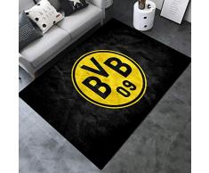 INSTUS Teppich Creative Einfach Kunst Dekoration Teppich Fußball Verein Logo Drucken Rutschfeste Matte Kinderzimmer Dekoration Fußbodenteppich/Dortmund / 140×200 cm