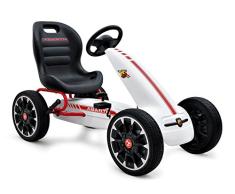 ABARTH Kinder Pedal Go-Kart, Lizenz, Rutscher Auto, Pedal Go Cart, Shaum Reifen Eva Wheels 3–8 Jahre Weiß