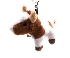 Onwomania Plüsch / Kuschel / Stoff Tier Schlüsselanhänger Kuh Rind braun 13 cm