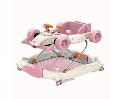 YUMEIGE Lauflernhilfen Lauflernhilfe 2 in 1 Auto Form, faltbar, 4 Höhenverstellung, Lauflernhilfe gehfrei Belastung: 20 kg, kann 20kg, geeignet for 6-18 Monate Baby, blau, rosa standhalten