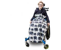 Kinder Fußsack für Rollstühle & Reha-Buggys - einteilig - Grau mit Elefanten