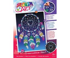 MAMMUT 8011620 - Sequin Art Paillettenbild Traumfänger Herz, Steckbild, Komplettset, Styropor-Rahmen, Bildvorlage, Pailletten, Steckstifte, Anleitung, Bastelset für Kinder ab 6 Jahre
