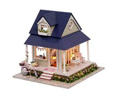 Kinder Bausteine DIY Hütte aus Holz Puppenhaus Villa Modell Manuelle Montage Heimdekoration Feiertag Spielzeug Geschenk Lernspielzeug ( Farbe : Multi-colored , Size : 26*24*22.3cm )