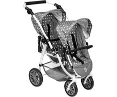 Bayer Chic 2000 Zwillingspuppenwagen Tandem-Buggy Vario Sternchen (Grau-Weiß)