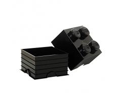 LEGO Aufbewahrungsstein, 4 Noppen, Stapelbare Aufbewahrungsbox, 5,7 l, schwarz
