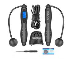 TOQIBO Springseile Speed Rope Verstellbare Digitale Drahtlose Seilspringen mit Kalorienzähler& Anti-Rutsch Griffen für Training, Fitness, Boxen, Abnehmen für Kinder und Erwachsene