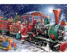 YEESAM ART Neuheiten Malen nach Zahlen Erwachsene Kinder, Weihnachten Geschenk Zug 40x50 cm Leinen Segeltuch, DIY ölgemälde Weihnachten Geschenke (Weihnachtszug, Ohne Frame)