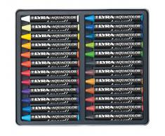 Lyra 5611240 - Aquacolor Wachsmalkreide, Metalletui 24 sortierte Farben