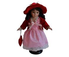 MagiDeal Vintage Porzellanpuppen Sammlerpuppen mit Hut und Kleid 30cm - Typ 4