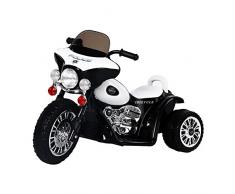 HOMCOM Elektro Kindermotorrad Elektromotorrad Kinderelektroauto Kinderfahrzeug Dreirad, 6V, Metall+PP, Schwarz+Weiß, 80x43x54,5cm