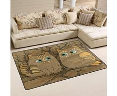 MNSRUU Teppich mit Ölgemälde, Eulen-Motiv, rutschfeste Fußmatte für Kinderzimmer, Wohnzimmer, Schlafzimmer, Textil, Multi, 50 x 80 cm(1.7 x 2.6 ft)