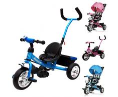 Dreirad Kinderdreirad Fahrrad Raceline Kinder Kleinkinder Baby | Sicherheitsgurt | abnehmbare Lenkstange | verstellbare Fußablage | blau